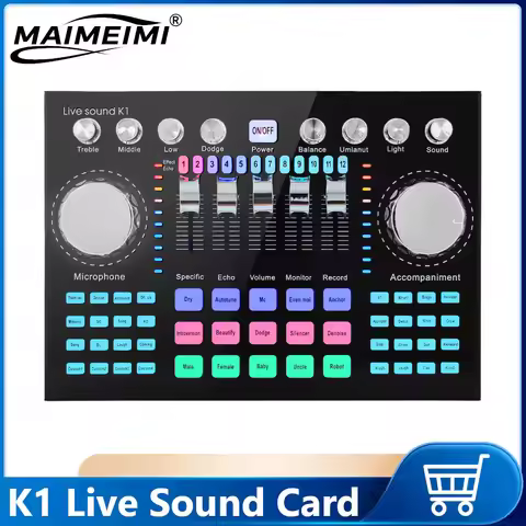 K1 Live Sound Card Voice Changer Pro Audio Mixer Portable Internet Celebrity Live Broadcast for KTV 
