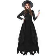 ผู้ใหญ่ฮาโลวีนสีดําชุดแม่มด Dark Devil สยองขวัญแต่งหน้า Party Ghost เจ้าสาวเสื้อผ้าผู้หญิงโมเดิร์นเต