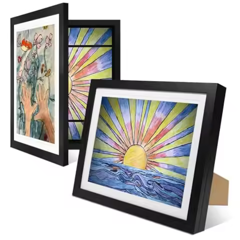 2-Pack Artwork Frames Changeable 10x12.5 with Easel Stand Hangers Backboard Shatterproof Plexiglass 