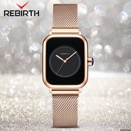 REBIRTH Jam Tangan Wanita Retro Vintage Wanita Empat Persegi Panjang Jam Tali Jala Air Cewe