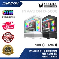 Invasion M-ATX D-6000 Casing Chassis (Black / White) [Free 4x ARGB Fan]
