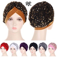 TYJPV Turban Hat Women Headscarf Glitter Sequins Head Wraps