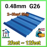 (3hari Ship)0.48mm G26 Metal Deck Paling Tebal (7Feet~12Feet) (MD)