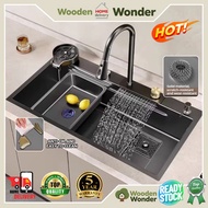 Kitchen Sink Washbasin Black Sink Waterfall 304 Stainless Steel Kitchen Sink