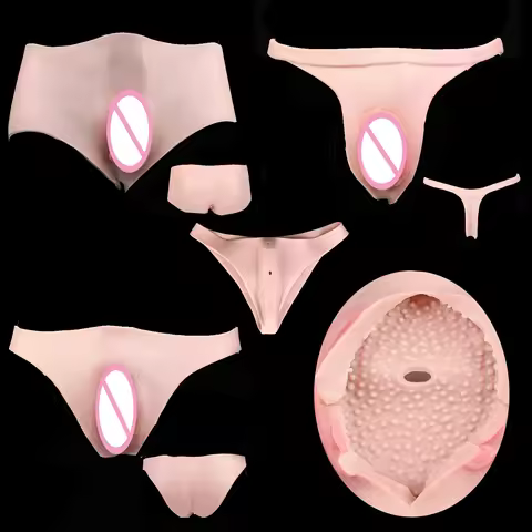 FAAK Silicone Wearing Realistic Insertable Vagina Panties Hiding Gaff Thongs Men's Cross-Dressing Un