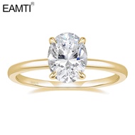 EAMTI 3CT 925 Sterling Silver Oval Cut Solitaire Cubic Zirconia CZ Promise Rings Gold Engagement Rin