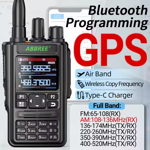 ABBREE AR-869 V2 V1 Air Band Walkie Talkie GPS Bluetooth Programming Wireless Copy Frequency Full Ba