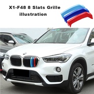 For BMW M-Coloured Grille Stripes ABS Snap-On Overlay for BMW X1 Series F48 2015-2021