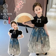 Girls Dress 2025 Fashionable Children Chinese Style Horse Face Skirt Suit New Chinese Style Hanfu Sk