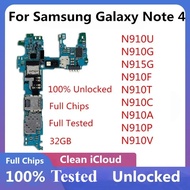 For Galaxy Note 4 N910F N910C N910U N910G N910T N910A N910P N910V Motherboard Unlock Main Logic boar
