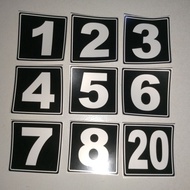 Sticker Package Number 01 to 20, Size 5x5 cm, Glossy Vinyl Material, Waterproof, Door Number, Boardi