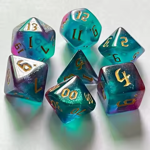 7 Pcs Polyhedral Polyhedral Dice Set Multicolor D10 D12 D20 Double Colors Dice D4 D6 D8 Durable Glit
