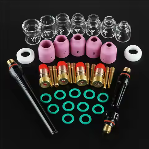 TIG Welding Torch Stubby Gas Lens Heat Resistant Glass Cup Kit For WP-17/18/26 2.4mm 3/32" O-Rings S
