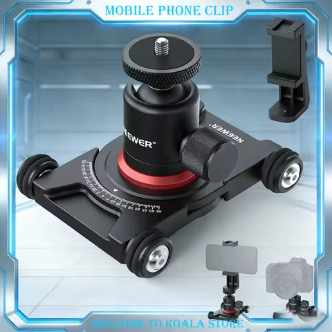 NEEWER Camera Slider Dolly with Ball Head & Phone Clamp 4 Wheeled Tabletop Dolly Manual Skater with 