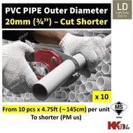 10 pcs x 4.75ft(145cm) HERO/KANCIL (SIRIM) 20mm / 25mm uPVC HI-Impact Conduit PVC Pipe (Cut half fro