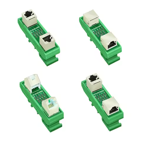 1PCS Din Rail Mounting RJ45 Female To Female Splitter Board RJ45 45 Degree Breakout Board