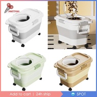 [Prettyia1] Pet Food Storage Container Cat Dry feed Containers Bin with Wheels 30lb Foldable Folding for Dry Food Grains Dog Cat Food