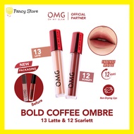 OMG Oh My Glam [BOLD COFFEE OMBRE 13 Latte + 12 Scarlett] Shade Bundle Matte Last Lip Cream BEST MAT