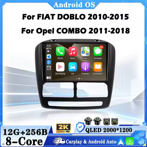 9 inch For FIAT DOBLO 2010-2015 For Opel COMBO 2011-2018 Wireless Carplay Android 16 Bluetooth Touch