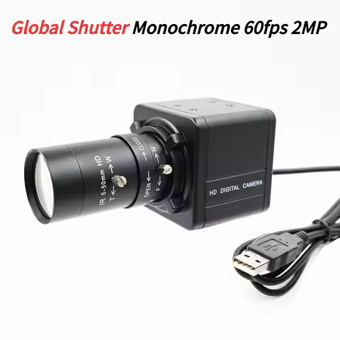 2MP Global Shutter USB Camera 60fps, Monochrome 1600x1200 , 2 Megapixel Mini Box Webcam , With Manua