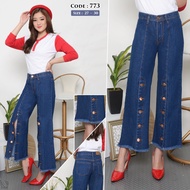( Bisa COD ) MC girl Celana Jeans Kulot Rawis Belah Depan Kancing 5 / Celana Jeans Kulot Rawis / Cel