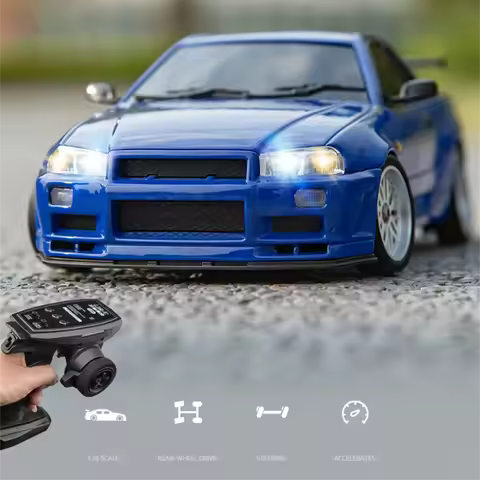 HOT LDRC 1/18 RC Drift Car LD1899 GTR Mode R34 2.4GHz RWD with Gyroscope on-Road Alloy Body Shell Ra