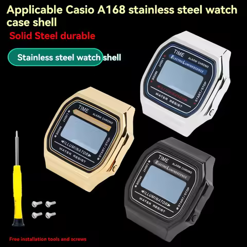 A168 Modified Metal Watch Case For Casio Small Square Watch a168 A168WG-9WDF A168WGG-1B A168WEM Stai