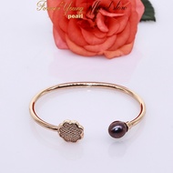 VT21 - 8 -9 mm Freshwater Purple Pearl Bracelet, Gold Plated Bracelet