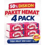 Jolly Tissue 250 Sheets Facial Tissue 2 Ply Soft Thick Facial Tissue Economy Package