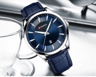 fashion watch Luxury Brand Men Watches Sport Wristwatch Blue Leather Strap Date Clock Men Quartz Watch 8365