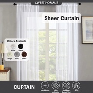 Sheer Curtain Langsir Nipis Putih Lining Langsir Sliding Door Curtain Window White Lace Tingkat Langsir Murah Cangkuk