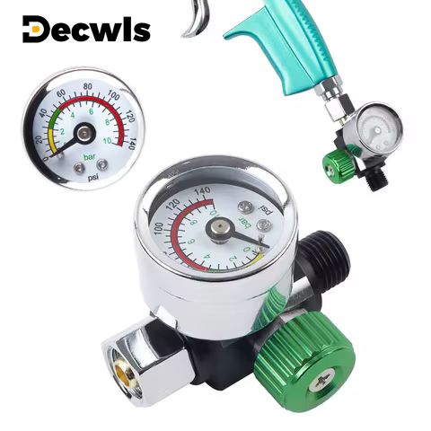 G1/4 Thread Paint Gun Air Pressure Regulator With Gauge 0-140 PSI Pneumatic Spray Tool Spray Gun Acc