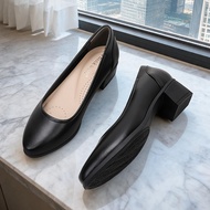 Large Size Women's Shoes (34-42) Black Work Shoes Women 2026 Soft-Soled Shoes Women Thick Heel High 