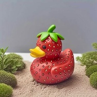 Strawberry Duck Resin Figure 8.5 cm