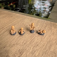 Mini Figure Little Shaolin (set isi 4) / Miniatur Biksu Buddha Kerajinan Dekorasi Meja Kantor Rumah