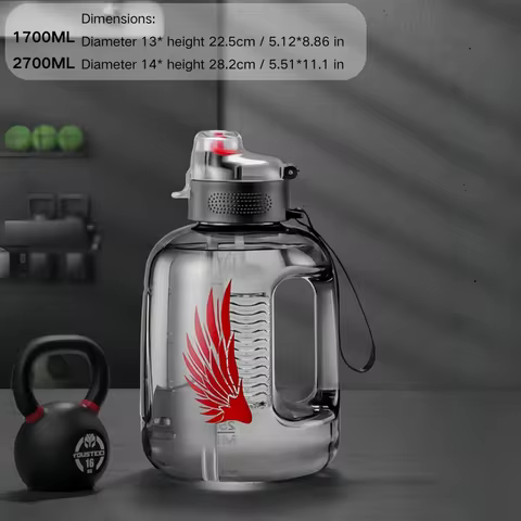 1.7L/2.7L Large Capacity Leak-Proof Straw Water Bottle With Tea Separation Plastic Water Cup Fitness