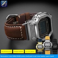 適用G-SHOCK卡西歐35周年GMW-B5000系列小銀塊金銀磚真皮手表帶男