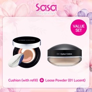 Cyber Colors Essence Silky Loose Powder (01 Lucent) + SPF50 PA+++ Rosy Glow CC Cushion (With refill)