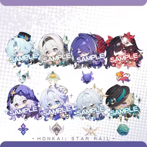 8pcs/Set Game Honkai: Star Rail Sparkle Aventurine Black Swan Misha Sunday Cosplay Keychain Accessor