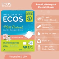 ECOS Liquidless Laundry Detergent Strips 50 squares = 50 Loads  - Free & Clear/ Magnolia & Lily/ Lav