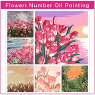 20X20cm Framed Canvas Tulip Series Diy Oil Paint By Numbers Diy Painting Children's gifts