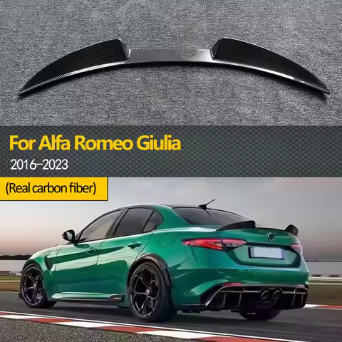 Suitable for Alfa Romeo Giulia Coupe Giulia, genuine carbon fiber rear spoiler with a black glossy f