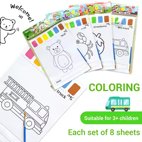 Children's drawing set Colored pencil coloring book 8 pieces of patterned paper suitable for childre