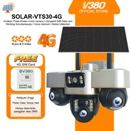 V380 Pro Solar Wireless IP66 Outdoor waterproofing VTS30 Three lens Wifi CCTV Camera Built-in Batter