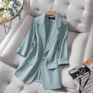 【M-4XL】Plus Size Thin Casual Blazer Muslimah Women 3/4-sleeved Loose Suit