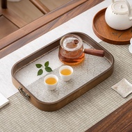 Retro Begonia Glass Wooden Tray Household Rectangular Tea Tray Desktop Water Cup Storage Walnut Snac