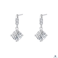 < Porabella > S999 Sterling Silver Four-Claw Zircon Earrings Pure Bone Studs Simple Fashion High-End