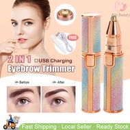 🇸🇬 Rechargeable Electric Eyebrow Trimmer Epilator Female Body Facial Lipstick Shape Hair Removal Min