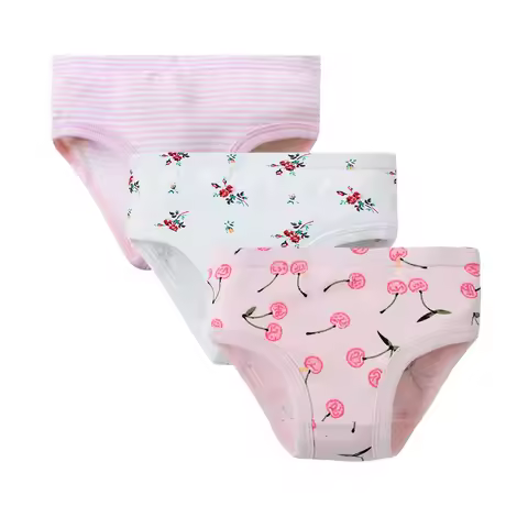 Audition Clothes Children Underwear Girls Triangle Pure Cotton Cartoon Print Bottoms Baby Shorts 3PC
