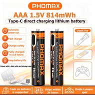 with USB-C cable|Rechargeable li-ion battery 1.5V AAA 814mWh for remotes, doorbells, clocks...